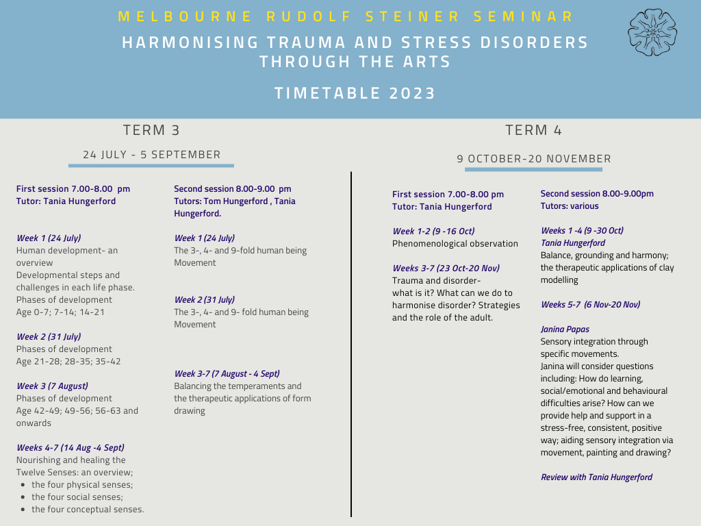 Harmonising Trauma and Stress Disorder timetable